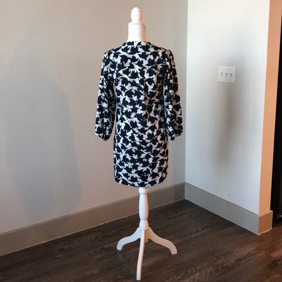 Navy and White Shift Dress with Tassels - Picture 3 of 4